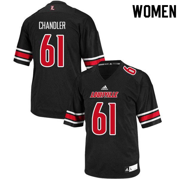 Women Louisville Cardinals #61 Caleb Chandler College Football Jerseys Sale-Black